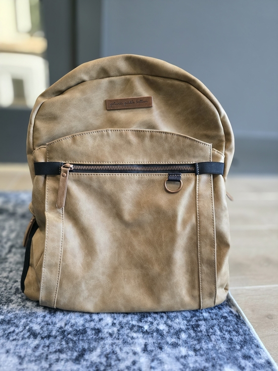 Petunia Pickle Bottom Handbags - Petunia Pickle Bottom Tan Faux Leather Backpack Diaper Bag